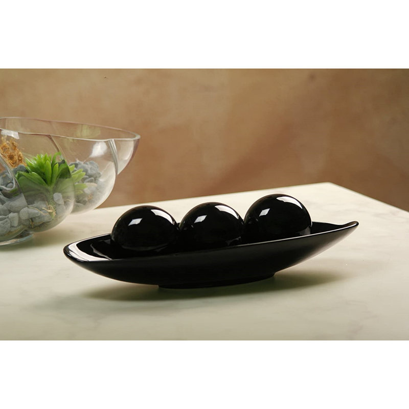 Dakota Fields Ceramic Oval Decorative Bowl in Black Wayfair